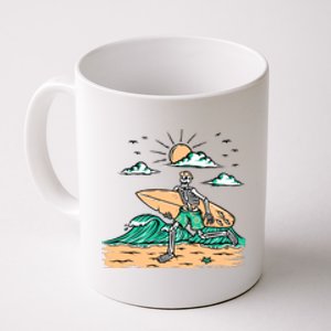 Surfing Get Ready To Surf Funny Skeleton Holiday Gift Coffee Mug