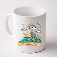 Surfing Get Ready To Surf Funny Skeleton Holiday Gift Coffee Mug