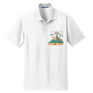 Surfing Get Ready To Surf Funny Skeleton Holiday Gift Dry Zone Grid Polo