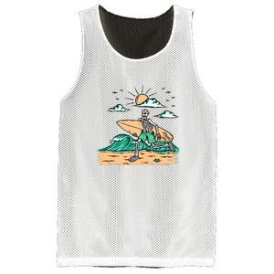 Surfing Get Ready To Surf Funny Skeleton Holiday Gift Mesh Reversible Basketball Jersey Tank