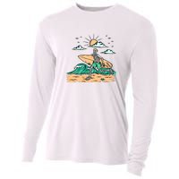 Surfing Get Ready To Surf Funny Skeleton Holiday Gift Cooling Performance Long Sleeve Crew