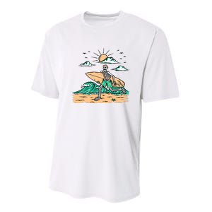 Surfing Get Ready To Surf Funny Skeleton Holiday Gift Performance Sprint T-Shirt