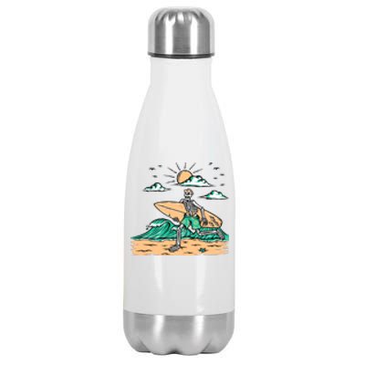 Surfing Get Ready To Surf Funny Skeleton Holiday Gift Stainless Steel Insulated Water Bottle