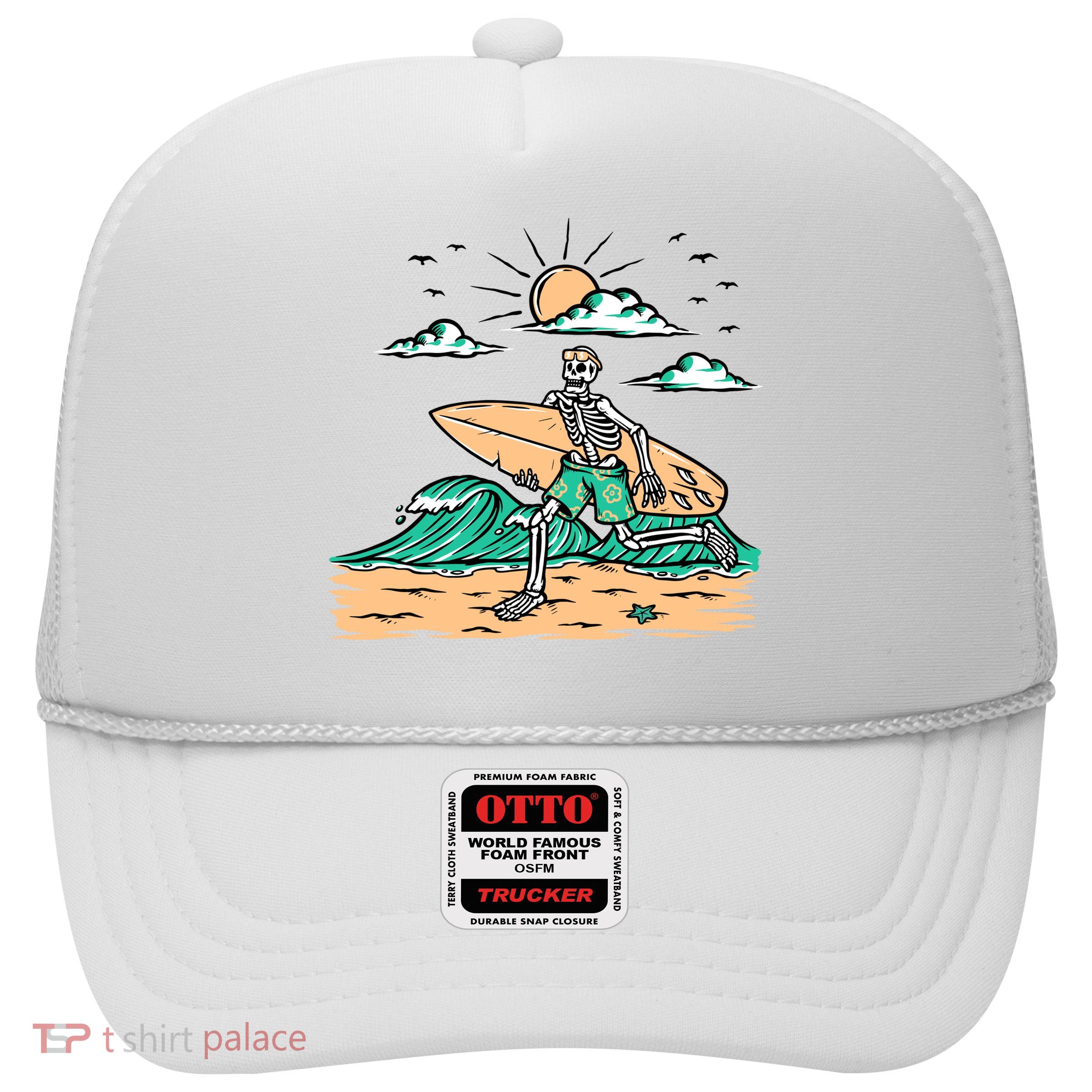 Surfing Get Ready To Surf Funny Skeleton Holiday Gift Trucker Hat