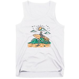 Surfing Get Ready To Surf Funny Skeleton Holiday Gift Tank Top