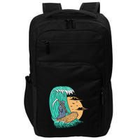 Surfing Grim Reaper Surfer Funny Skeleton Holiday Gift Impact Tech Backpack