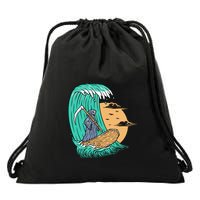 Surfing Grim Reaper Surfer Funny Skeleton Holiday Gift Drawstring Bag