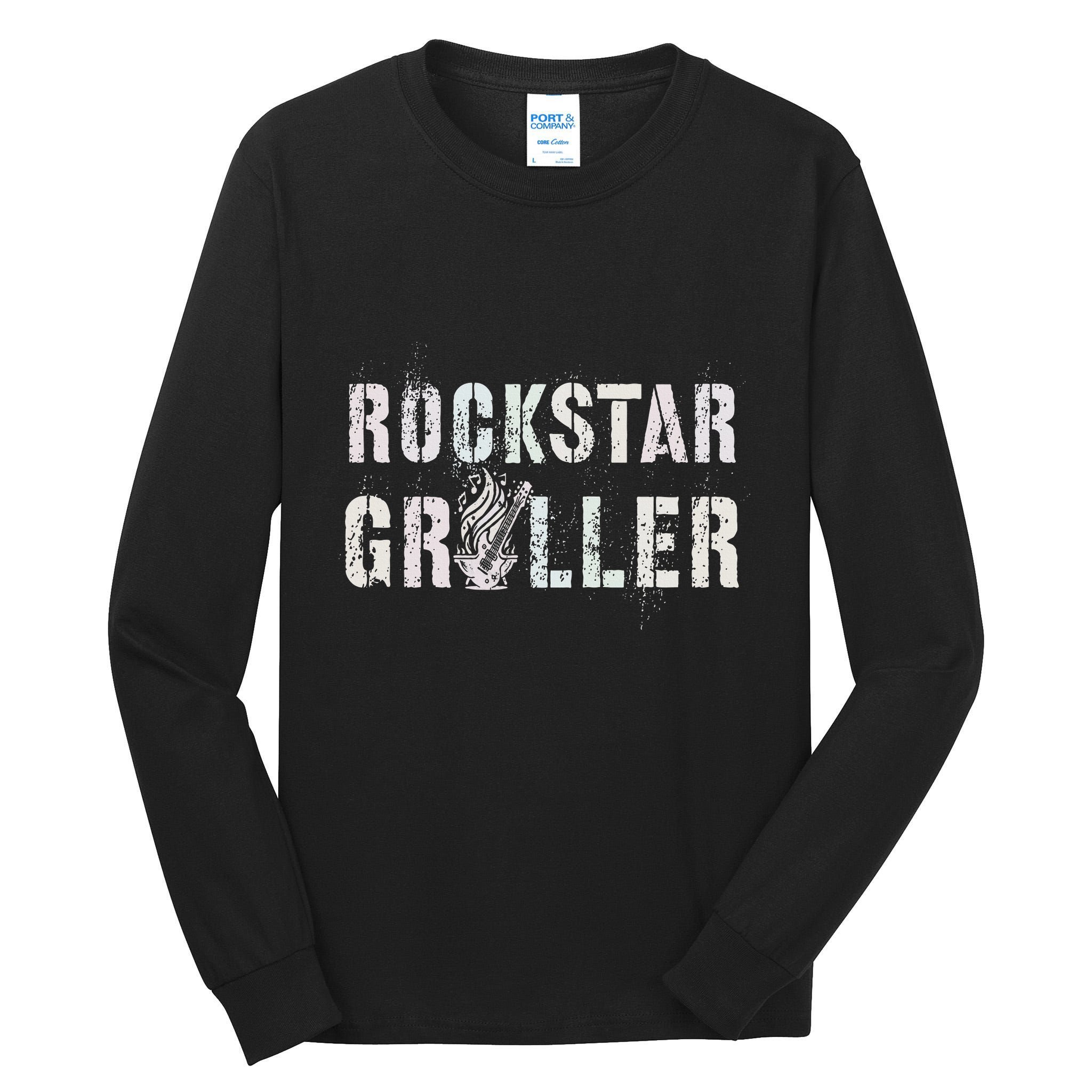 Summer Grilling Rockstar Griller Pit Dad Patio Meat Gangster Tall Long Sleeve T-Shirt