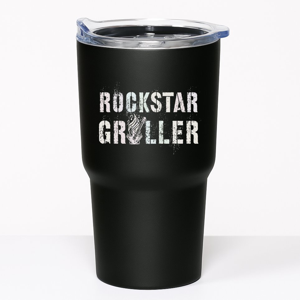 Summer Grilling Rockstar Griller Pit Dad Patio Meat Gangster Tumbler