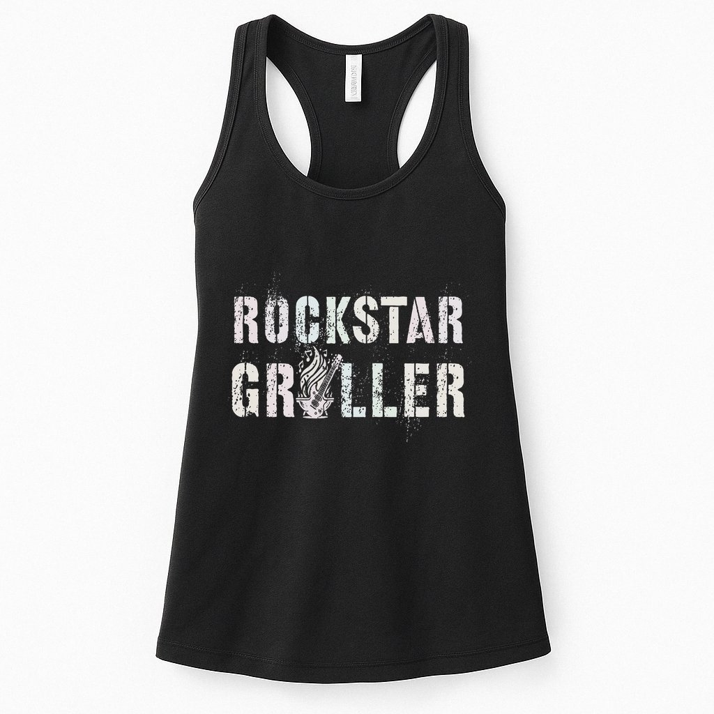 Summer Grilling Rockstar Griller Pit Dad Patio Meat Gangster Womens Tank Top