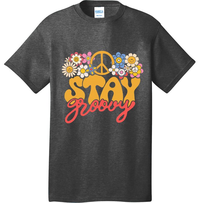 Stay Groovy Retro 70s 80s Floral Graphic Mama Mom Smile T-Shirt