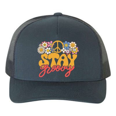 Stay Groovy Retro 70s 80s Floral Graphic Mama Mom Smile Yupoong Adult 5-Panel Trucker Hat