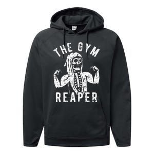 Spooky Gym Reaper Costume for Fitness Enthusiasts Performance Fleece Hoodie