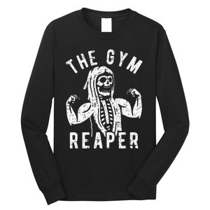 Spooky Gym Reaper Costume for Fitness Enthusiasts Long Sleeve Shirt