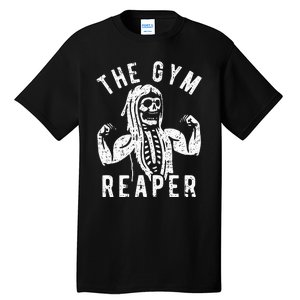 Spooky Gym Reaper Costume for Fitness Enthusiasts Tall T-Shirt