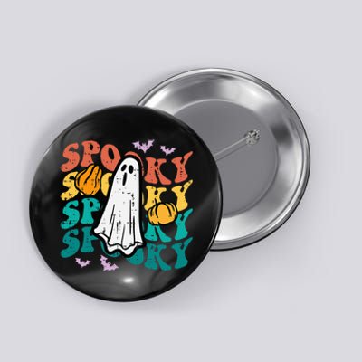 Spooky Ghost Retro Groovy Halloween Costume Button