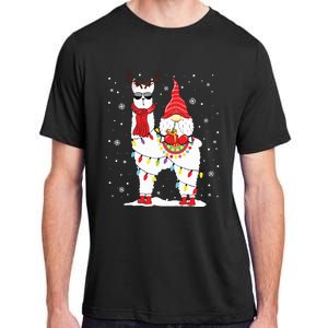 Santa Gnomes Riding Llama Reindeer Christmas Lights Adult ChromaSoft Performance T-Shirt