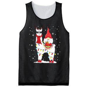 Santa Gnomes Riding Llama Reindeer Christmas Lights Mesh Reversible Basketball Jersey Tank