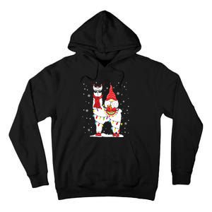 Santa Gnomes Riding Llama Reindeer Christmas Lights Tall Hoodie