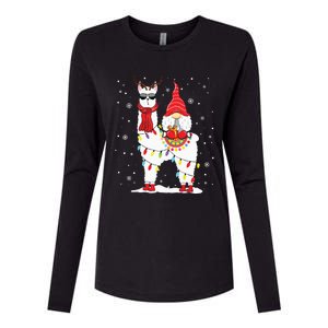 Santa Gnomes Riding Llama Reindeer Christmas Lights Womens Cotton Relaxed Long Sleeve T-Shirt