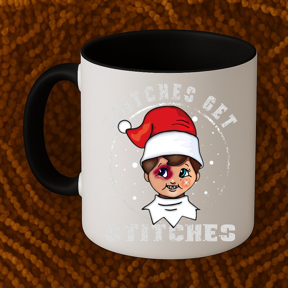 Snitches Get Stitches Elf Xmas Funny Snitches Get Stitches Mug