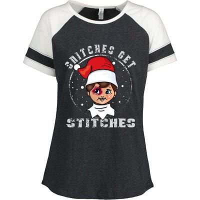 Snitches Get Stitches Elf Xmas Funny Snitches Get Stitches Enza Ladies Jersey Colorblock Tee