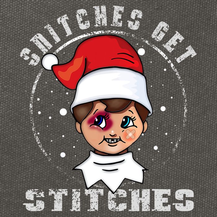 Snitches Get Stitches Elf Xmas Funny Snitches Get Stitches Cotton Canvas Backpack