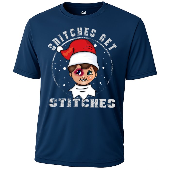 Snitches Get Stitches Elf Xmas Funny Snitches Get Stitches Cooling Performance Crew T-Shirt