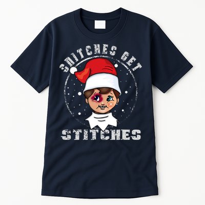Snitches Get Stitches Elf Xmas Funny Snitches Get Stitches Tall T-Shirt