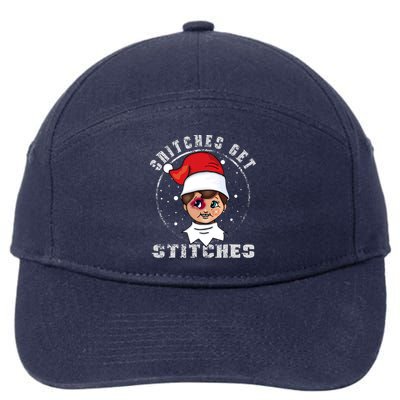 Snitches Get Stitches Elf Xmas Funny Snitches Get Stitches 7-Panel Snapback Hat