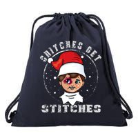 Snitches Get Stitches Elf Xmas Funny Snitches Get Stitches Drawstring Bag