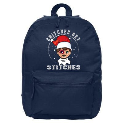 Snitches Get Stitches Elf Xmas Funny Snitches Get Stitches 16 in Basic Backpack
