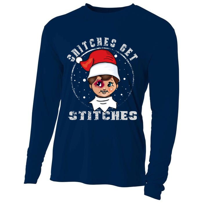 Snitches Get Stitches Elf Xmas Funny Snitches Get Stitches Cooling Performance Long Sleeve Crew