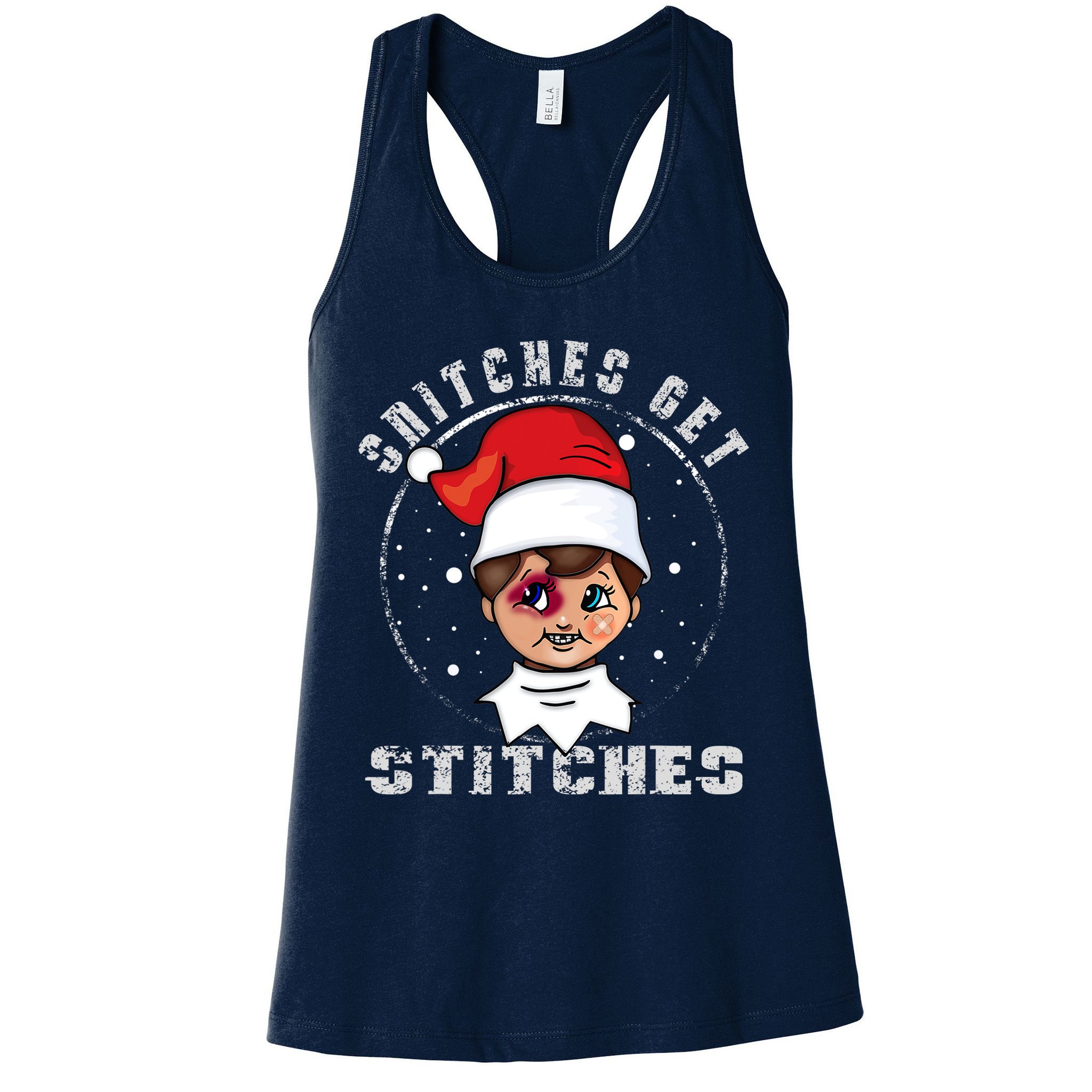 Snitches Get Stitches Elf Xmas Funny Snitches Get Stitches Womens Tank Top