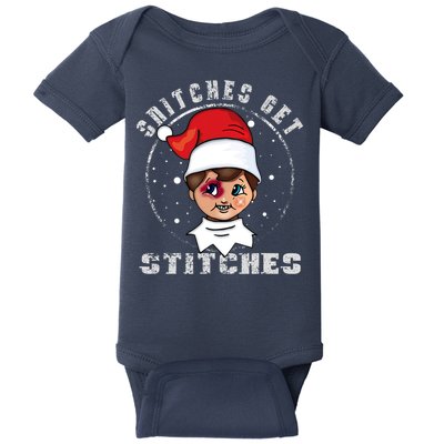 Snitches Get Stitches Elf Xmas Funny Snitches Get Stitches Baby Bodysuit