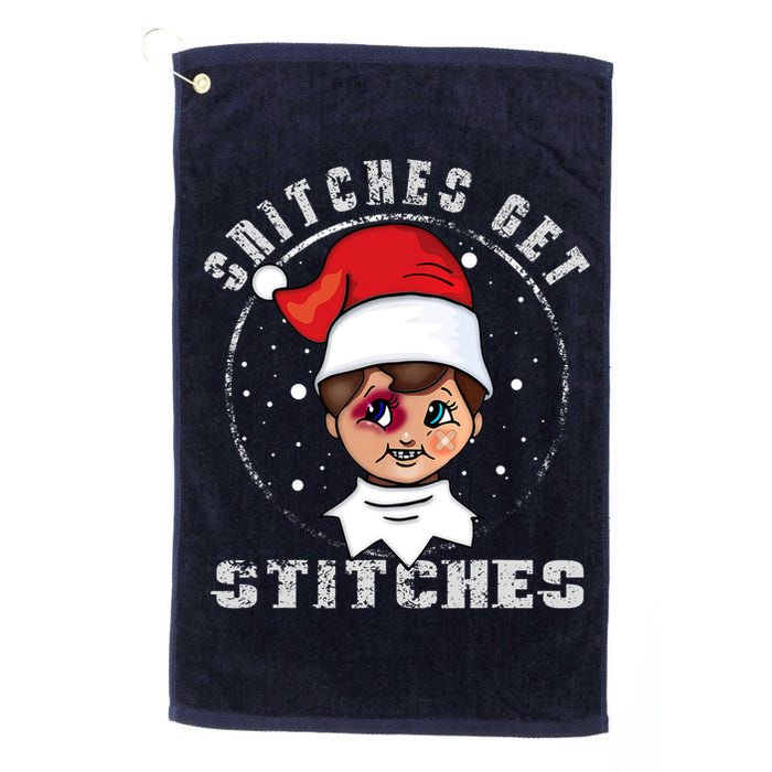 Snitches Get Stitches Elf Xmas Funny Snitches Get Stitches Golf Towel
