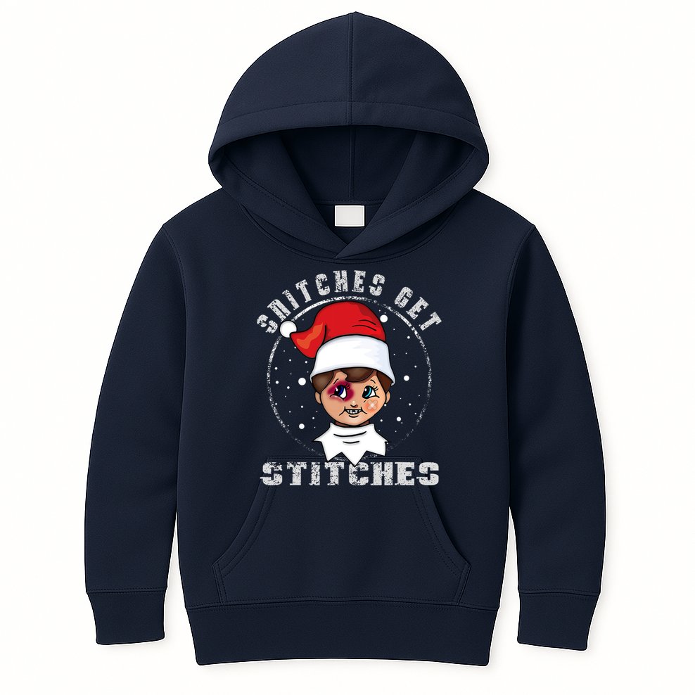 Snitches Get Stitches Elf Xmas Funny Snitches Get Stitches Kids Hoodie