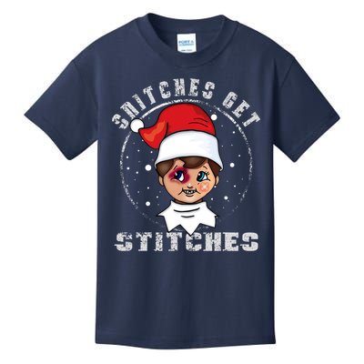 Snitches Get Stitches Elf Xmas Funny Snitches Get Stitches Kids T-Shirt