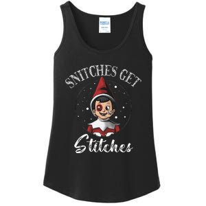 Snitches Get Stitches Elf On A Self Funny Christmas Xmas Holiday Ladies Essential Tank