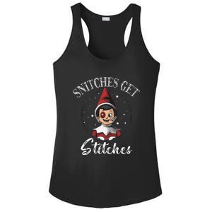 Snitches Get Stitches Elf On A Self Funny Christmas Xmas Holiday Ladies PosiCharge Competitor Racerback Tank