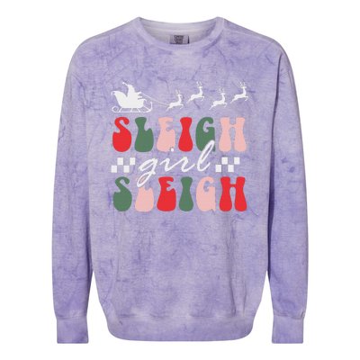 Sleigh girl sleigh funny christmas pun wo groovy xmas  Colorblast Crewneck Sweatshirt