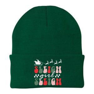 Sleigh girl sleigh funny christmas pun wo groovy xmas  Knit Cap Winter Beanie