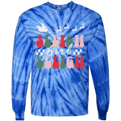 Sleigh girl sleigh funny christmas pun wo groovy xmas  Tie-Dye Long Sleeve Shirt