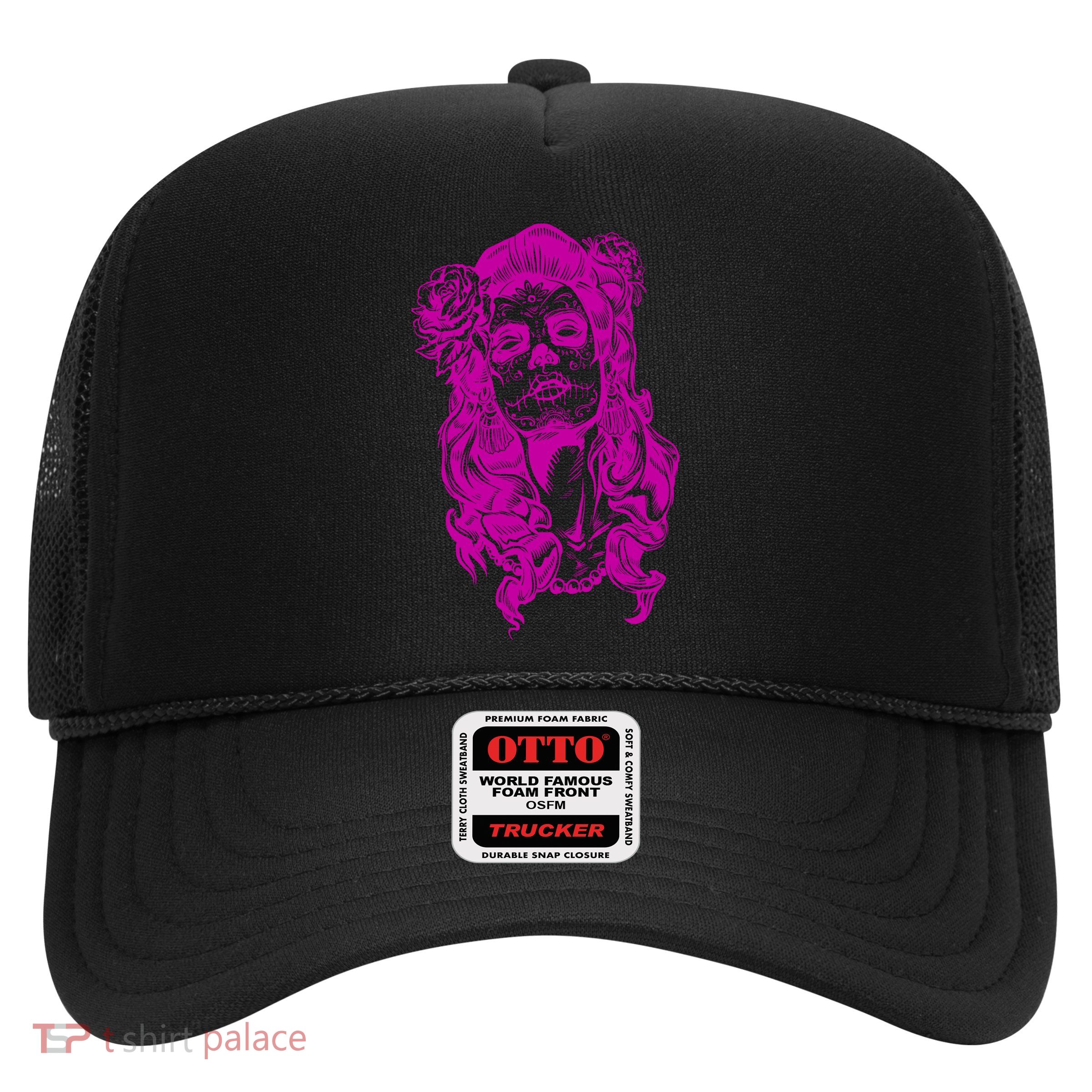 Day Of The Dead Illustration Skeleton Trucker Hat