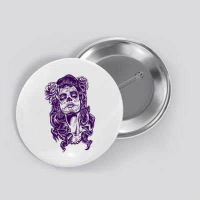 Day Of The Dead Illustration Skeleton Button