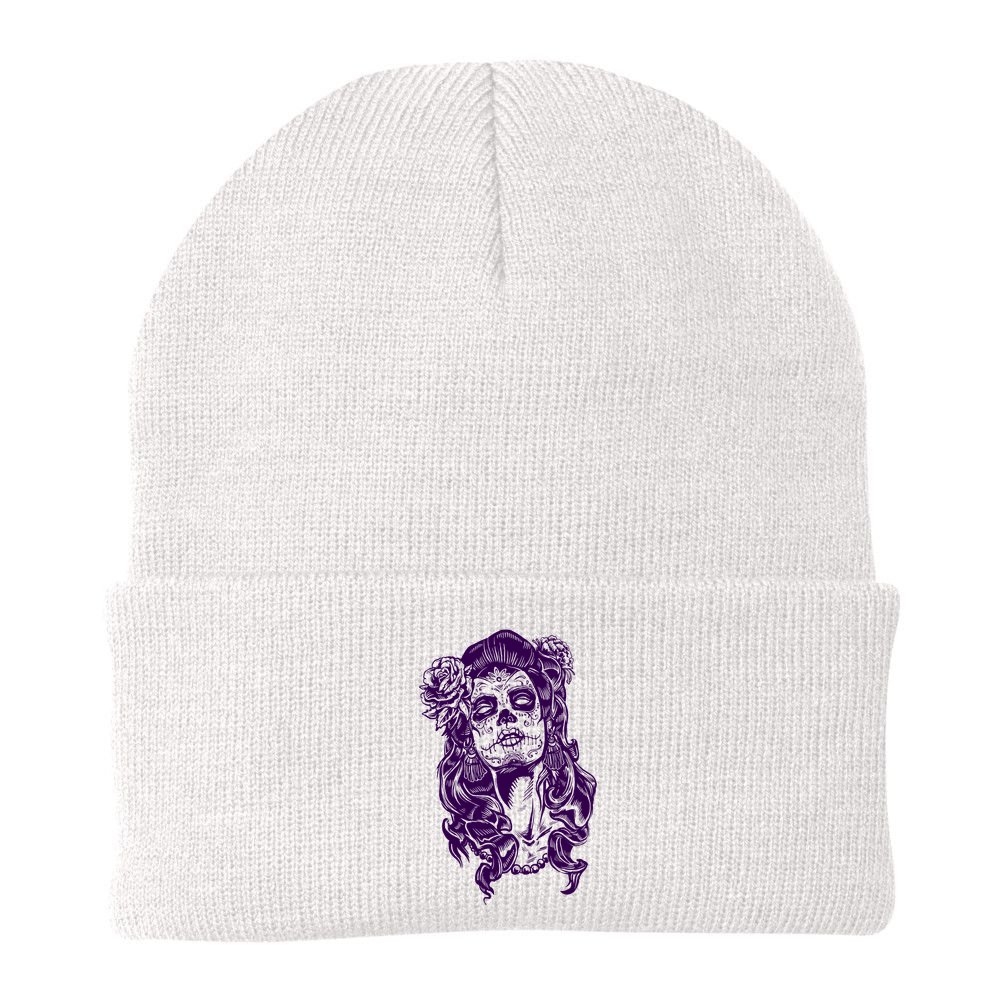 Day Of The Dead Illustration Skeleton Beanie