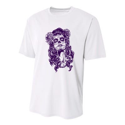 Day Of The Dead Illustration Skeleton Youth Performance Sprint T-Shirt