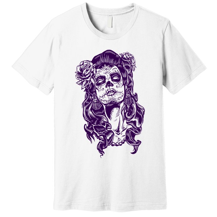 Day Of The Dead Illustration Skeleton Premium T-Shirt