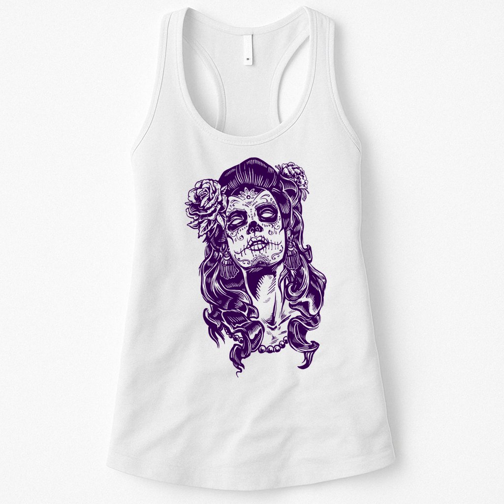 Day Of The Dead Illustration Skeleton Womens Tank Top