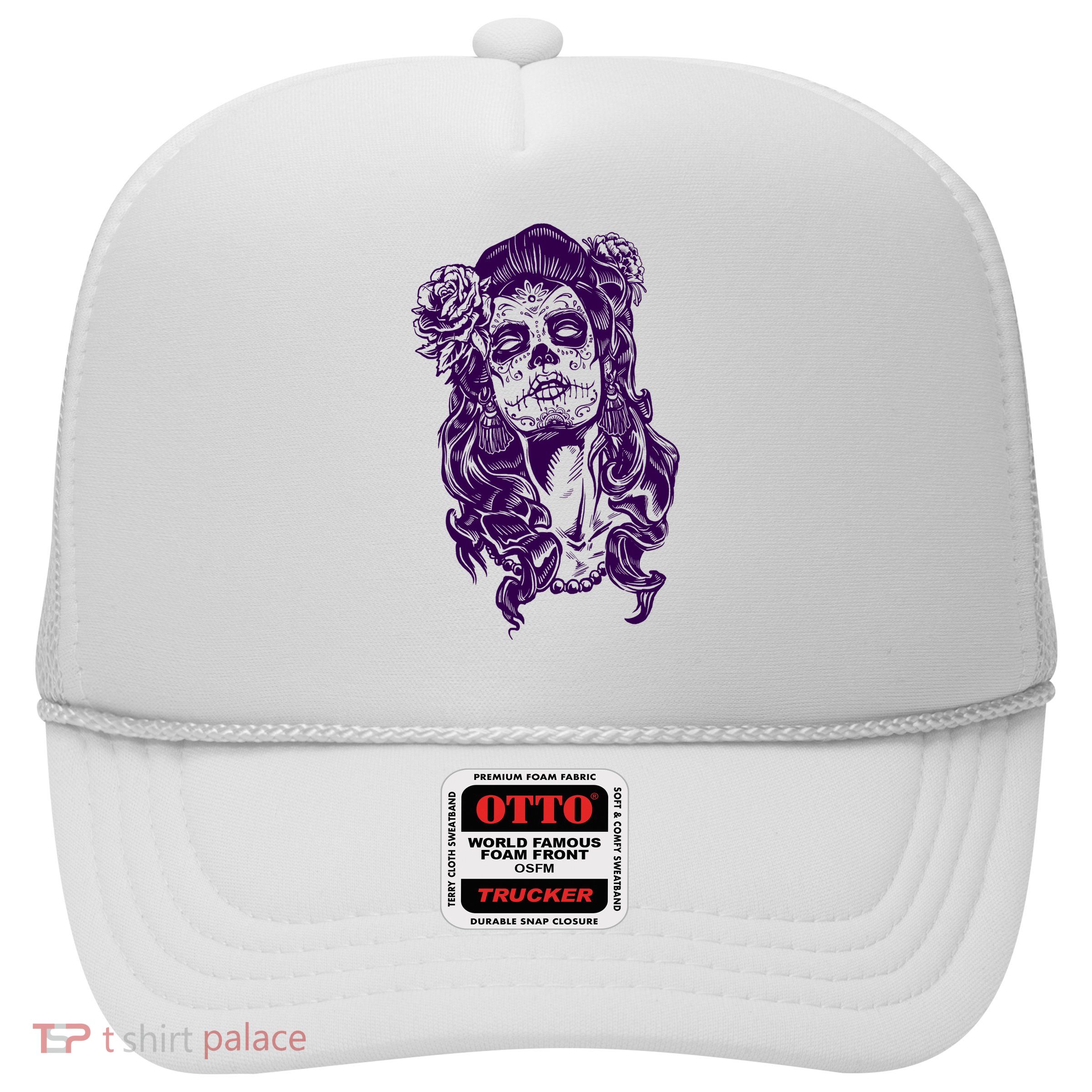 Day Of The Dead Illustration Skeleton Trucker Hat